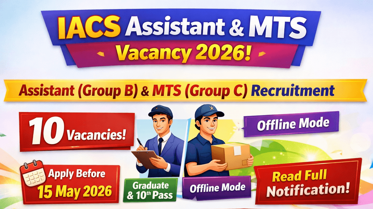 IACS Assistant & MTS Vacancy 2026