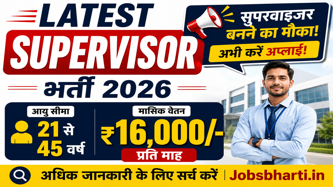 Latest Supervisor Recruitment 2026 – BS W Graduate Vacancy, Salary and Application Details 🔥 New